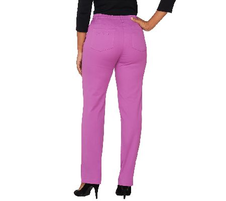 Bob Mackies Fly Front Stretch Twill Pants with Elastic Waist