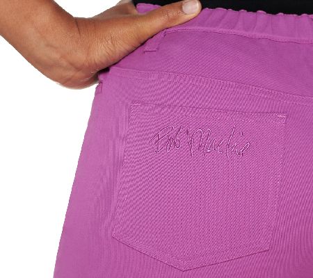 Bob Mackies Fly Front Stretch Twill Pants with Elastic Waist