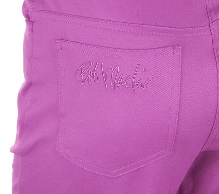 Bob Mackies Fly Front Stretch Twill Pants with Elastic Waist