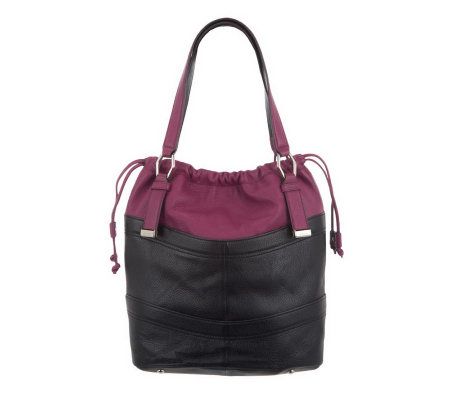 B. Makowsky Pebble Leather Drawstring Shopper - A229108