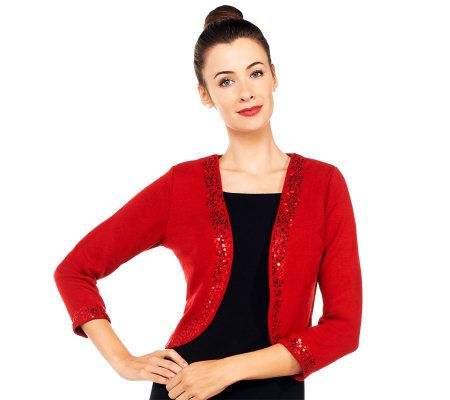 Joan Rivers Knit Shrug with Sequin Detail - A229508