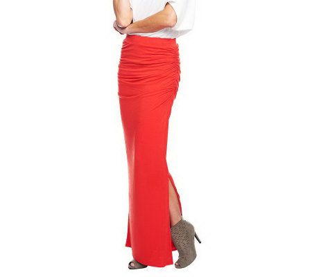 Jennifer Hudson Collection Slub Knit Maxi Skirt with Side Slit - A231708