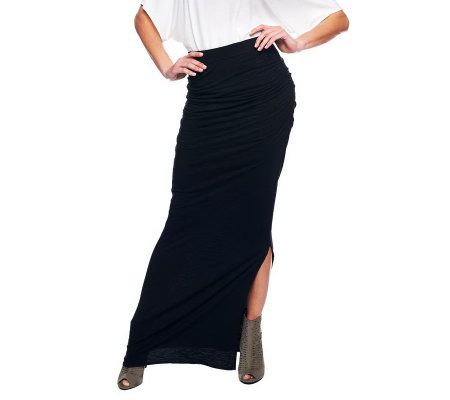 Jennifer Hudson Collection Slub Knit Maxi Skirt with Side Slit - A231708