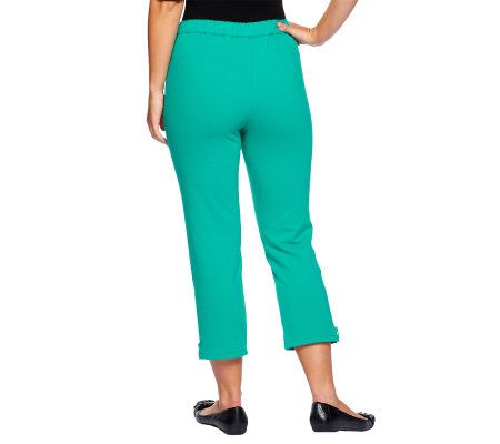 Quacker Factory DreamJeannes Crop Pants w/Rhinestone Zipper