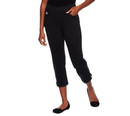 Quacker Factory DreamJeannes Crop Pants w/Rhinestone Zipper - A231908