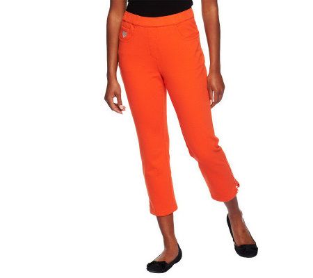 Quacker Factory DreamJeannes Crop Pants w/Rhinestone Zipper - A231908