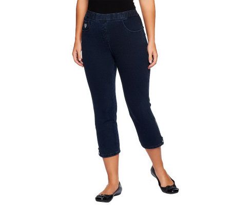 Quacker Factory DreamJeannes Crop Pants w/Rhinestone Zipper - A231908