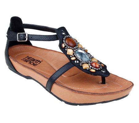 Kalso Earth Shoe Enchant Leather Sandals w/Jeweled Detail - A323808