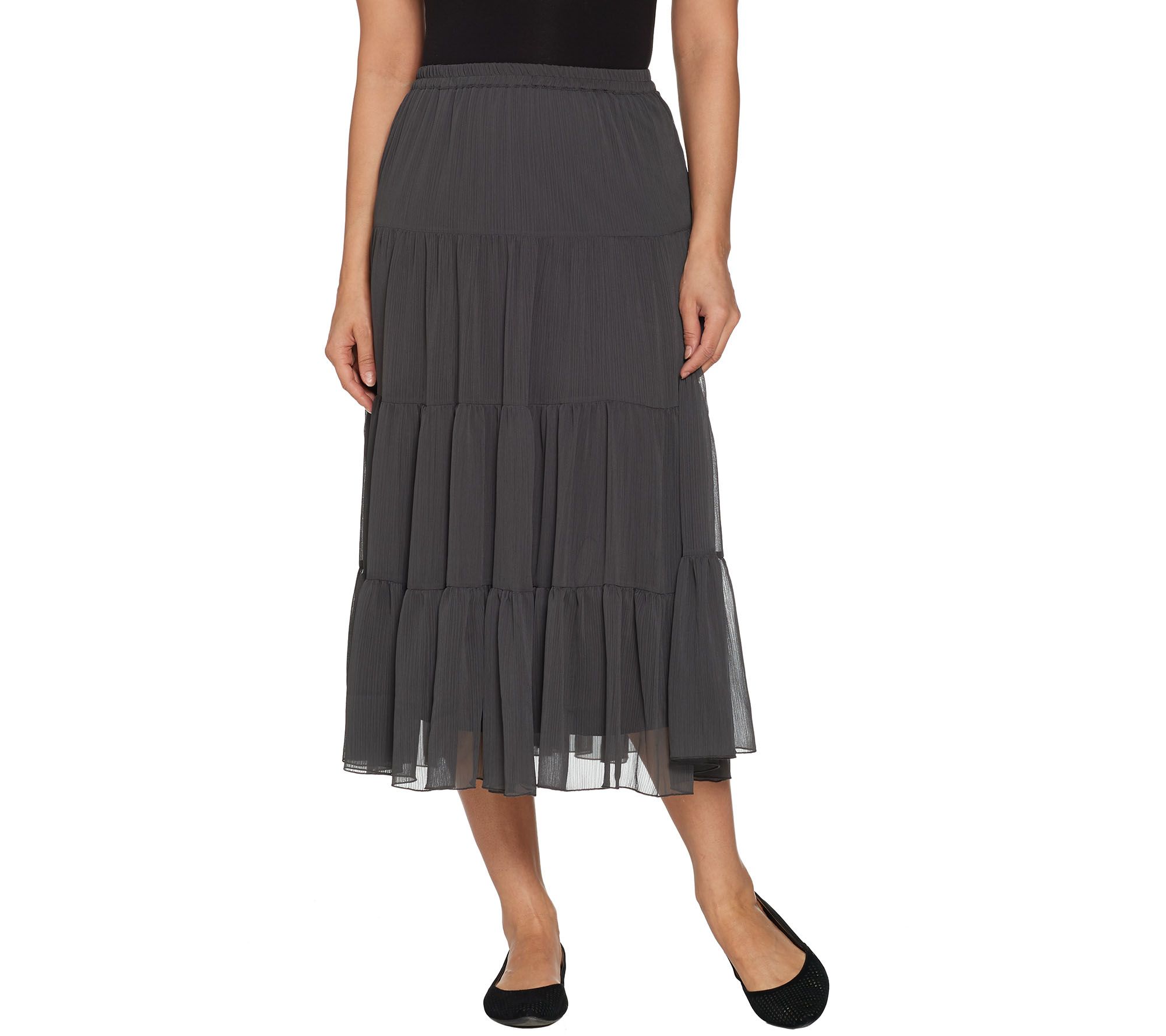 Linea by Louis DellOlio 4-Tier Crinkle Boho Skirt - A70208
