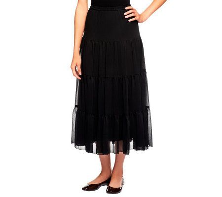Linea by Louis DellOlio 4-Tier Crinkle Boho Skirt - A70208