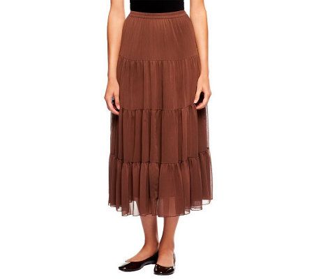 Linea by Louis DellOlio 4-Tier Crinkle Boho Skirt - A70208