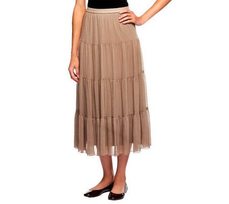 Linea by Louis DellOlio 4-Tier Crinkle Boho Skirt - A70208