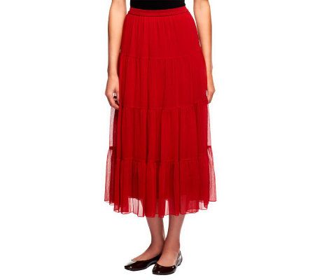 Linea by Louis DellOlio 4-Tier Crinkle Boho Skirt - A70208