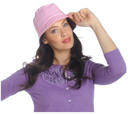 Isaac Mizrahi Live! Solid Bucket Hat with Button Detail - A203809