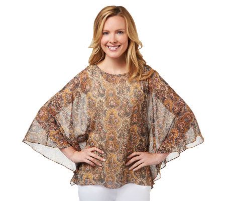 Isaac Mizrahi Live! Paisley Print Sheer Caftan with Solid Tank - A215909