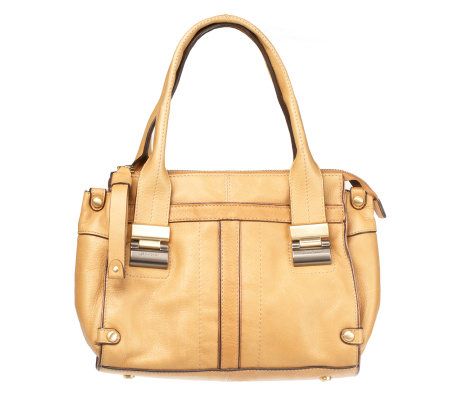 B. Makowsky Glove Leather Satchel with Seaming Detail & Zip Closure - A219009