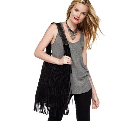 Muxo by Camila Alves Leather Fringe Hobo