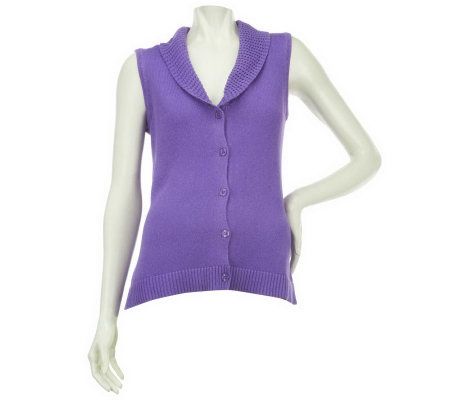 Denim & Co. Crochet Trim Sweater Vest - A221909