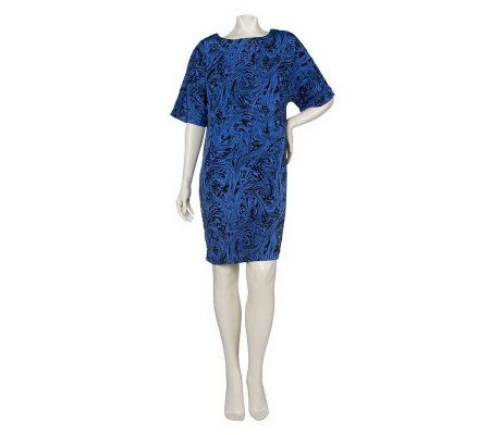 Kris Jenner Kollection Scoopneck Dolman Sleeve Printed Dress - A222809