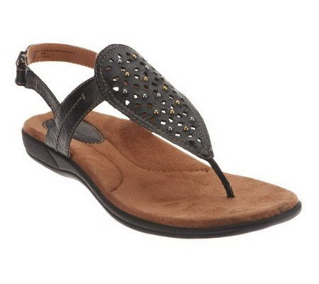 Earth Origins Pearl T-Strap Sandals with Adj. Strap - A223609
