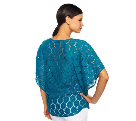 Isaac Mizrahi Live! Flutter Sleeve Lace Top