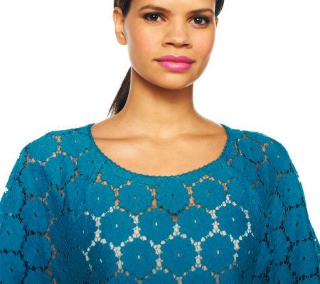 Isaac Mizrahi Live! Flutter Sleeve Lace Top