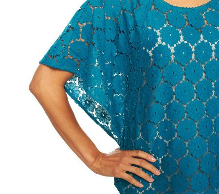Isaac Mizrahi Live! Flutter Sleeve Lace Top