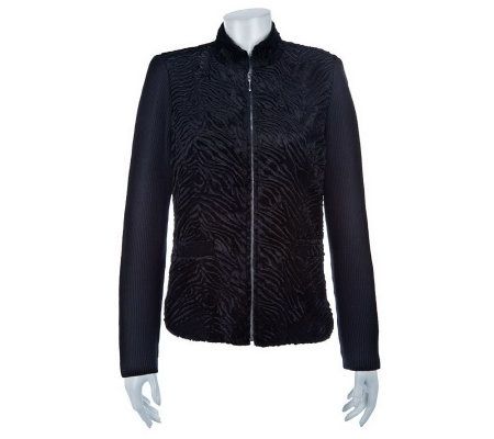 Linea by Louis DellOlio Faux Fur Jacket with Rib Detail - A229709