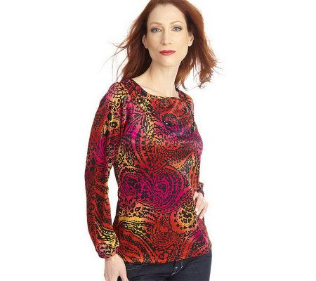 As Is George Simonton Byzantine Print Charmeuse Top - A230409