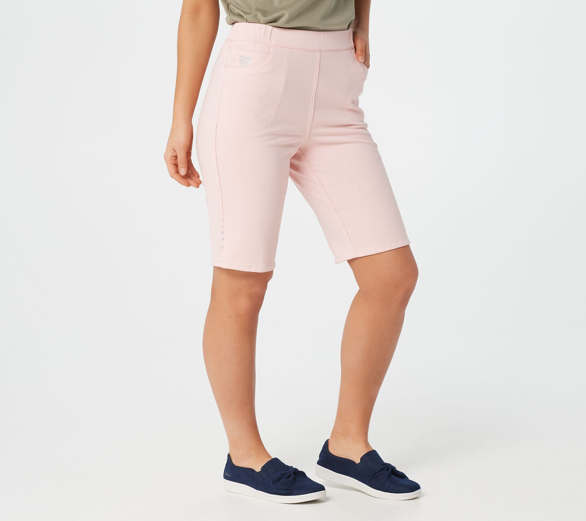 Quacker Factory DreamJeannes Shorts w/ Rhinestones Detail - A231909