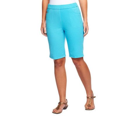 Quacker Factory DreamJeannes Shorts w/ Rhinestones Detail - A231909