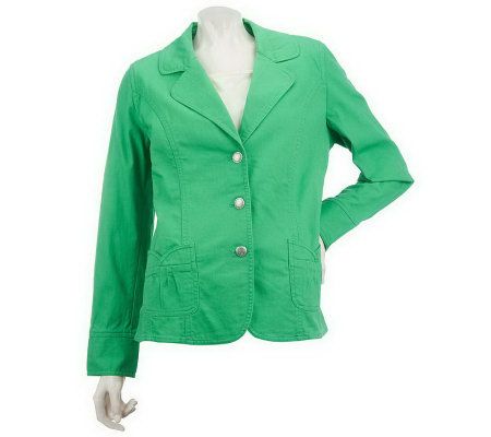 As Is Denim & Co. Stretch Twill Jacket with Novelty Pocket - A235609