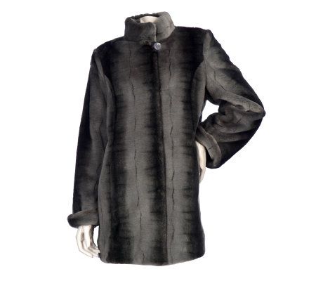 Dennis Basso Printed Faux Fur Coat with Stand Collar - A212110