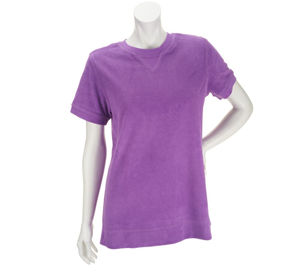 Denim & Co. Short Sleeve French Terry Tunic Sweatshirt - A214310