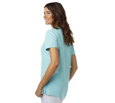 Denim & Co. Short Sleeve French Terry Tunic Sweatshirt