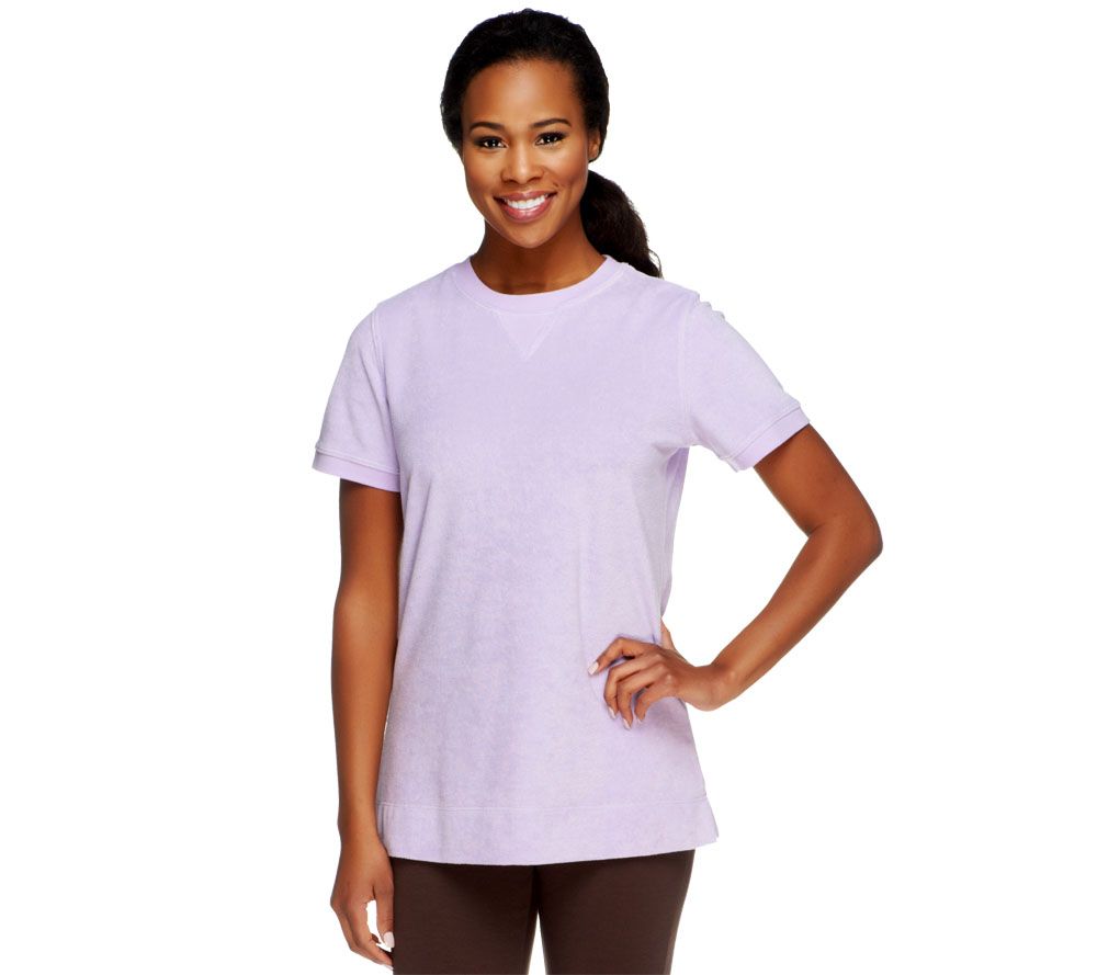 Denim & Co. Short Sleeve French Terry Tunic Sweatshirt - A214310