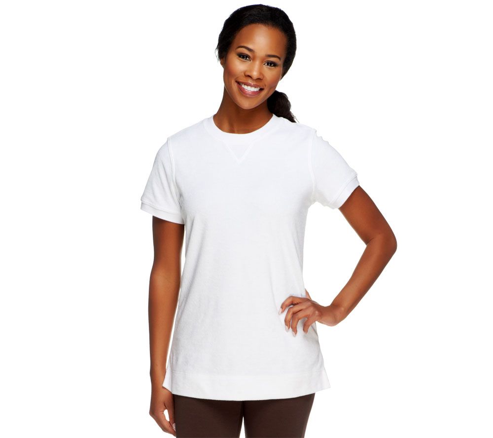 Denim & Co. Short Sleeve French Terry Tunic Sweatshirt - A214310