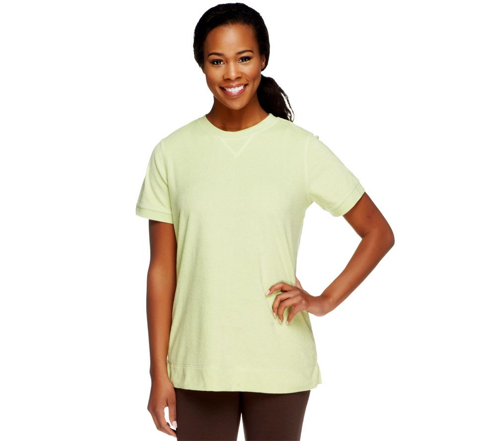 Denim & Co. Short Sleeve French Terry Tunic Sweatshirt - A214310
