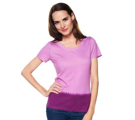 Liz Claiborne New York Printed Dip Dye Scoop Neck T-Shirt