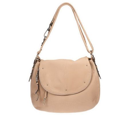 B. Makowsky Glove Leather Convertible Messenger Bag w/Flap Closure - A219010