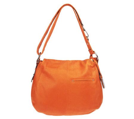 B. Makowsky Glove Leather Convertible Messenger Bag w/Flap Closure