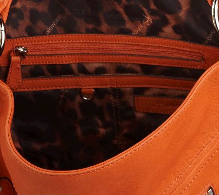 B. Makowsky Glove Leather Convertible Messenger Bag w/Flap Closure