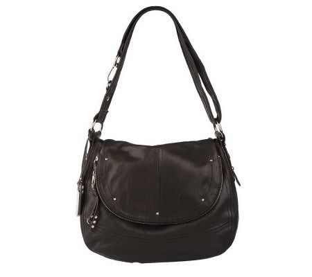 B. Makowsky Glove Leather Convertible Messenger Bag w/Flap Closure - A219010