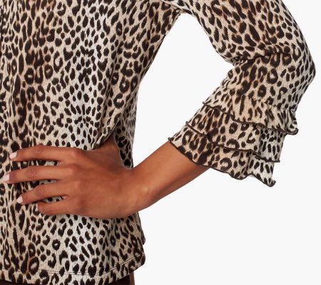 Joan Rivers Jewel Neck Cardigan w/ Ruffle Trim