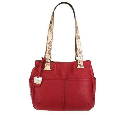 Tignanello Pebble Leather Shopper with Python Printed Straps - A225910