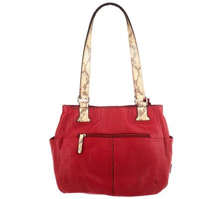 Tignanello Pebble Leather Shopper with Python Printed Straps