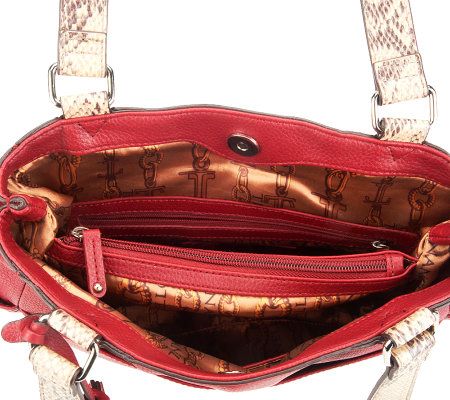 Tignanello Pebble Leather Shopper with Python Printed Straps