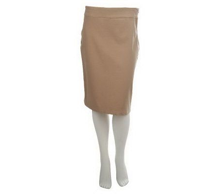 Women with Control Flat Front Twill Pencil Skirt - A227110