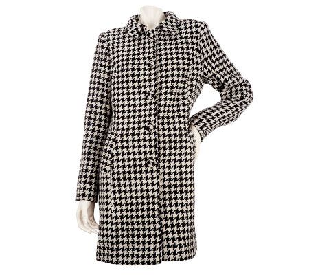 Kris Jenner Kollection Houndstooth Button Front Coat - A228510