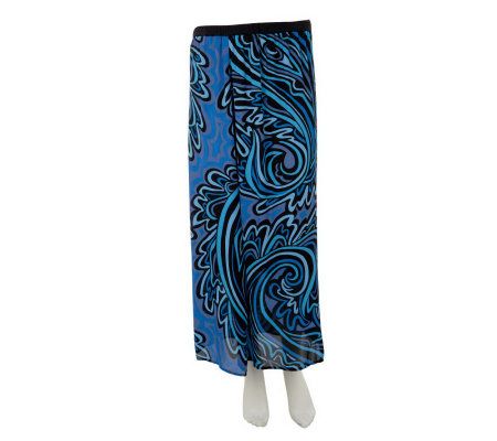 Bob Mackies Pull On Printed Maxi Skirt w/ Side Slit - A231810